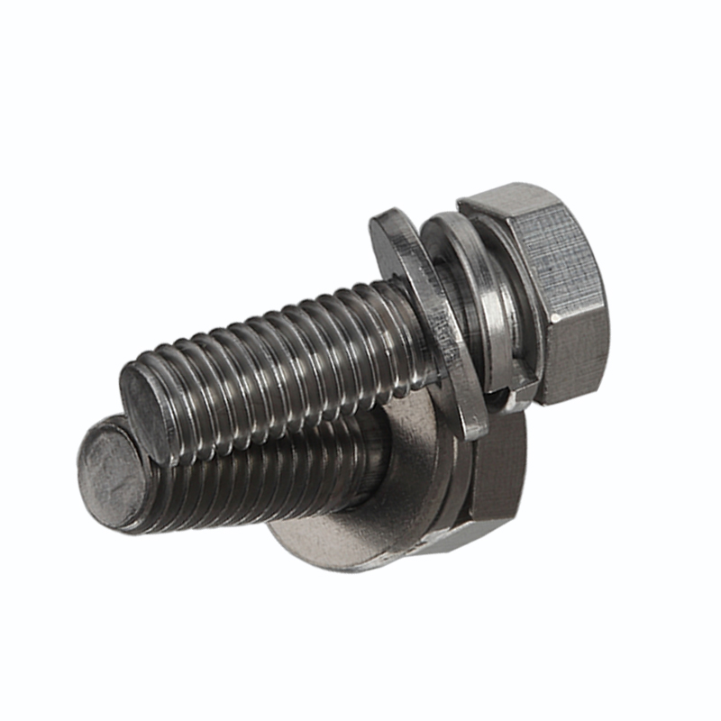 304 ανοξείδωτο ατσάλι εξάγωνο τριπλό Συνδυασμένη βίδα με επίπεδη ροδέλα και ροδέλα ελατηρίου