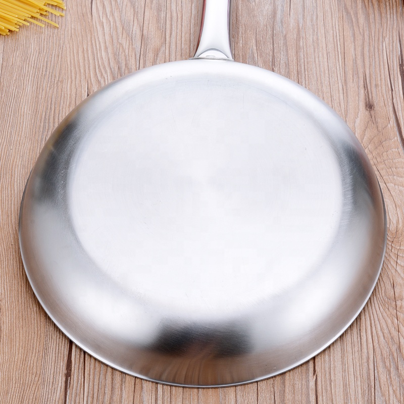 τηγάνι από ανοξείδωτο χάλυβα με μακριά λαβή