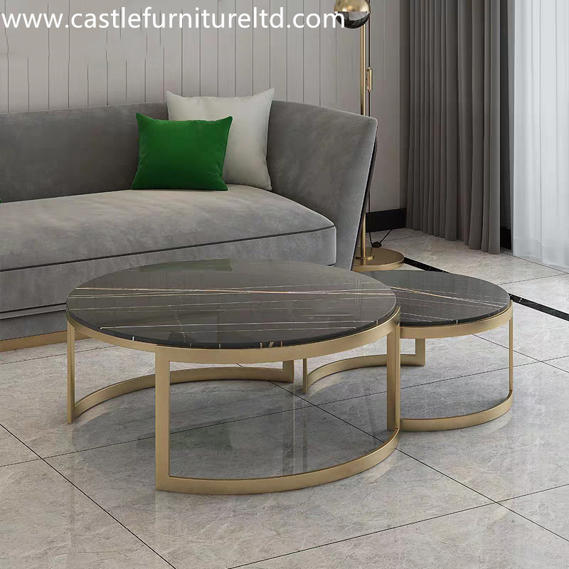 Τραπέζι καφέ από μάρμαρο και ανοξείδωτο ατσάλι