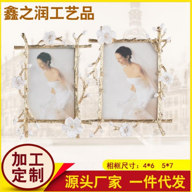 6 «7» ευρωπαϊκό ρετρό χρυσό σύγχρονο απλό πολυτελές σμάλτο δημιουργικό πλαίσιο εικόνας μετάλλου