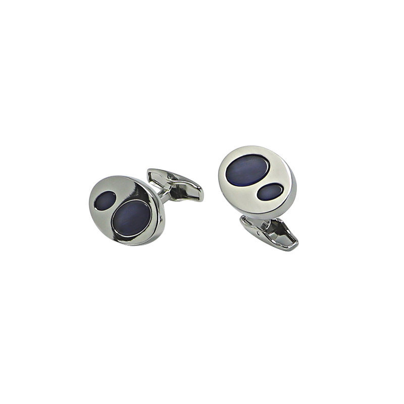 Blue Cats Eye Oval Novelty Cuff Links
