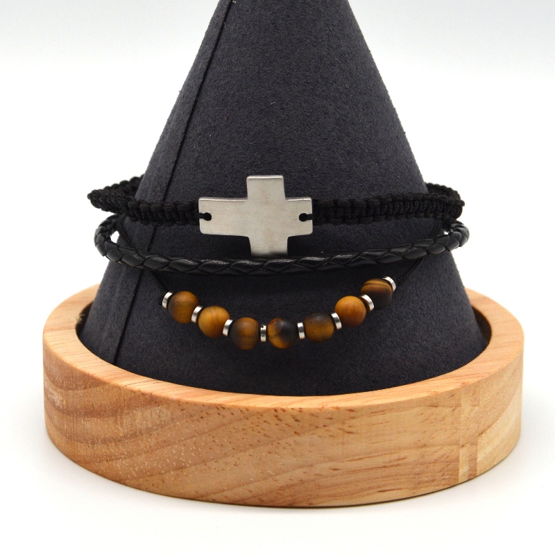 Δερμάτινο βραχιόλι αξεσουάρ ανοξείδωτου