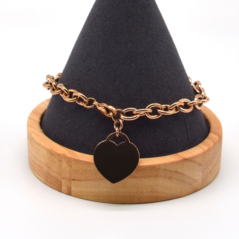 Βραχιόλι μενταγιόν σε σχήμα καρδιάς από ανοξείδωτο ατσάλι rfbbg0069