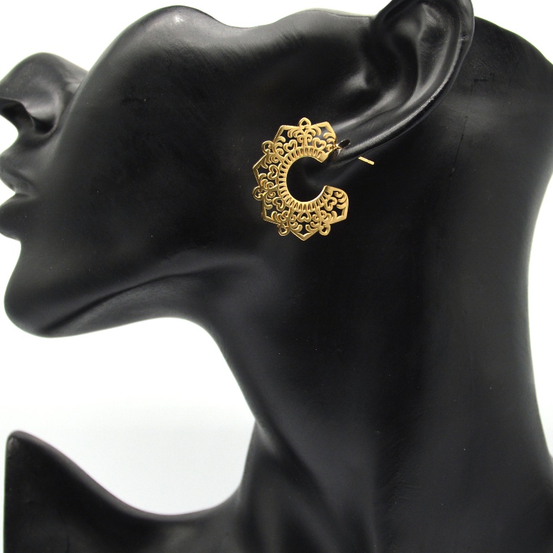 Κοίλα σκουλαρίκια από ανοξείδωτο ατσάλι και καρφιά rfber0055