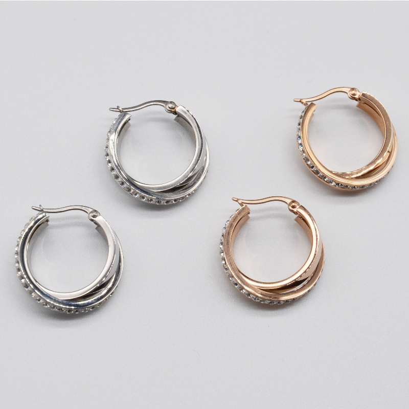 Από ανοξείδωτο ατσάλι στρογγυλό κολλώδες πέτρινο σκουλαρίκι rfber0129