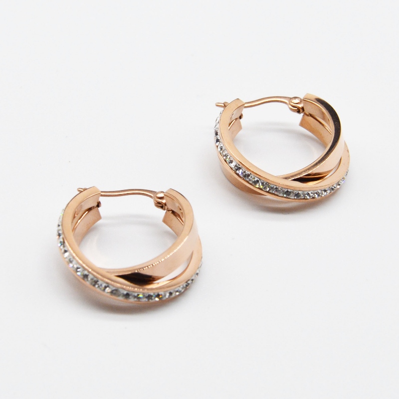 Από ανοξείδωτο ατσάλι στρογγυλό κολλώδες πέτρινο σκουλαρίκι rfber0129