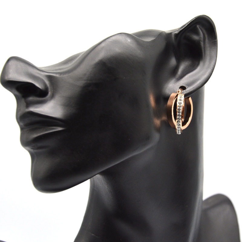 Από ανοξείδωτο ατσάλι στρογγυλό κολλώδες πέτρινο σκουλαρίκι rfber0129