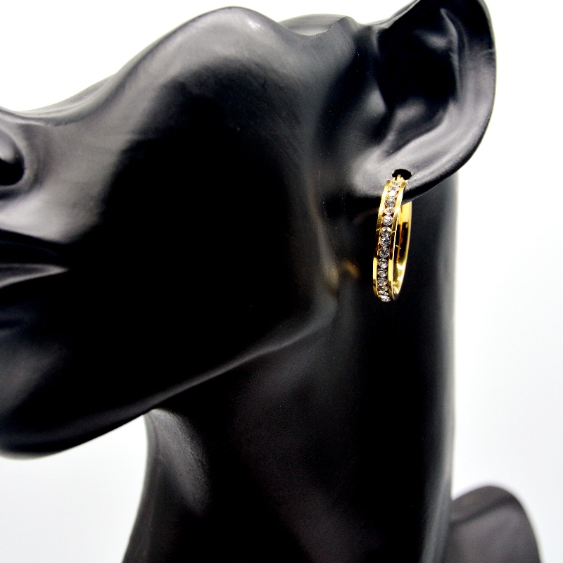 Από ανοξείδωτο ατσάλι στρογγυλό, κολλώδες πέτρινο σκουλαρίκι