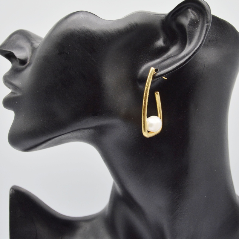 Περλ σκουλαρίκια από ανοξείδωτο ατσάλι, κοσμήματα μόδας, κοσμήματα μόδας, μαργαριταρένια πετράδια