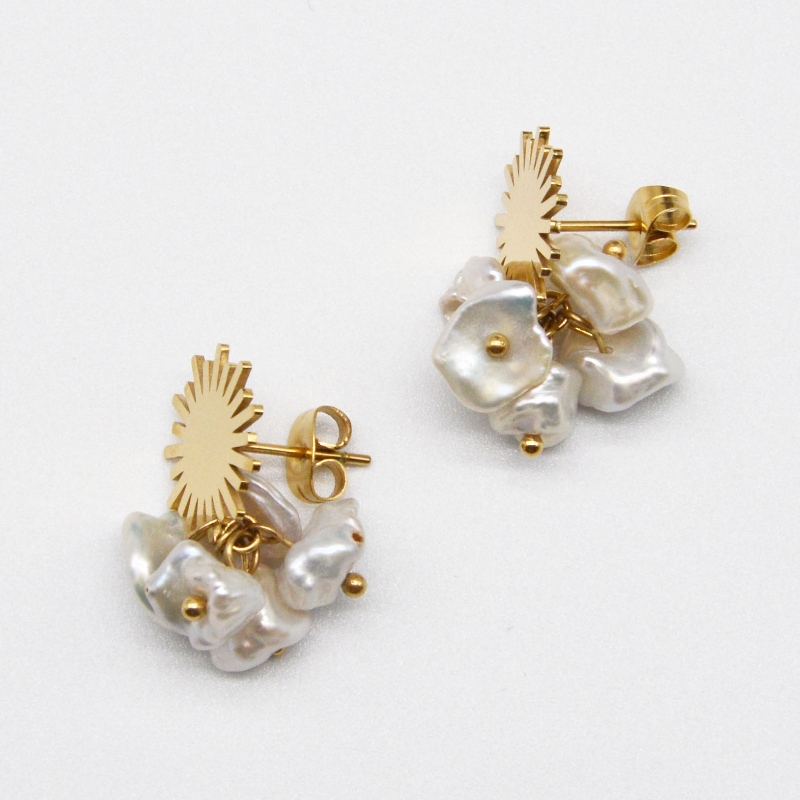 Άνοιγμα χάλυβα Περλ σκουλαρίκια, κοσμήματα μόδας, κοσμήματα μόδας, μαργαριταρένια κοσμήματα