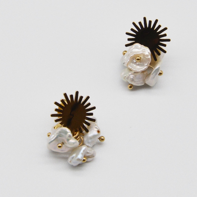 Άνοιγμα χάλυβα Περλ σκουλαρίκια, κοσμήματα μόδας, κοσμήματα μόδας, μαργαριταρένια κοσμήματα