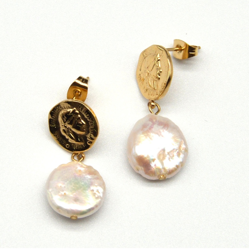 Περλ σκουλαρίκια από ανοξείδωτο ατσάλι, κοσμήματα μόδας, κοσμήματα μόδας, μαργαριταρένια κοσμήματα