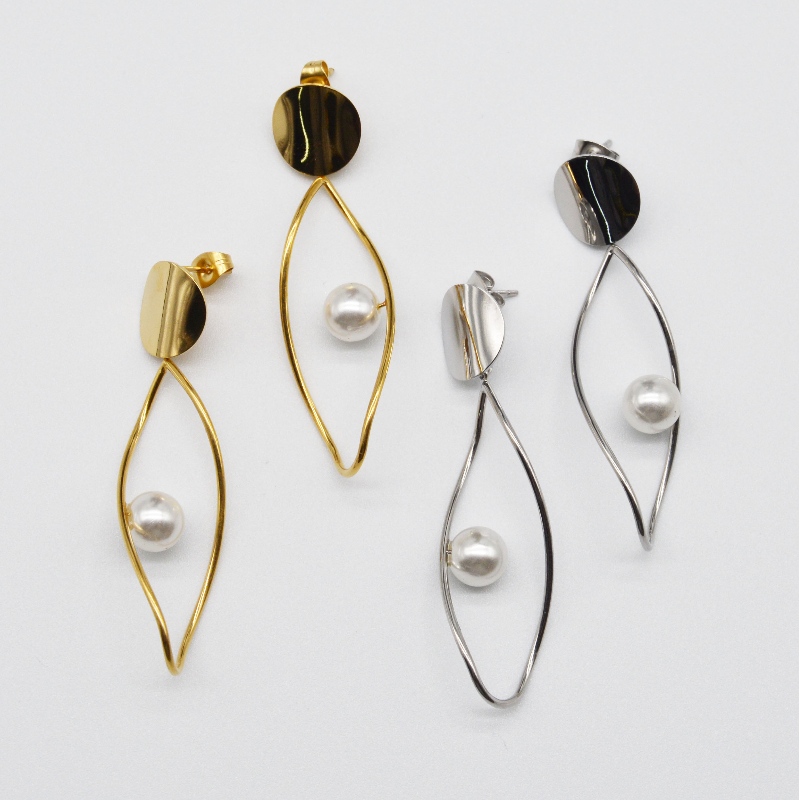 Σκουλαρίκια από ανοξείδωτο ατσάλι, κοσμήματα μόδας, κοσμήματα μόδας, Μαργαριτάρια κοσμήματα Rfber0168