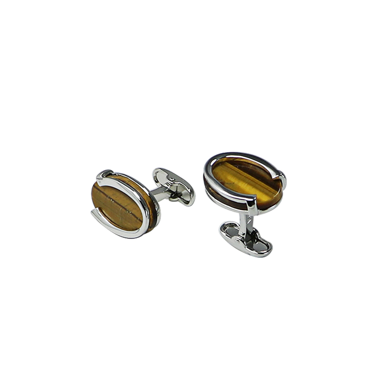 Tigers Eye Oval U Shape Cuff Links