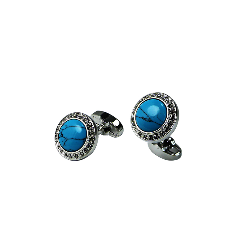 Turkuise και Crystal Domed Classic Suit Cuff Links