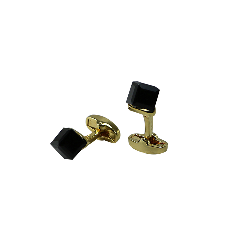 18κ Gold Plated Black Quartz Dice Cuff Links