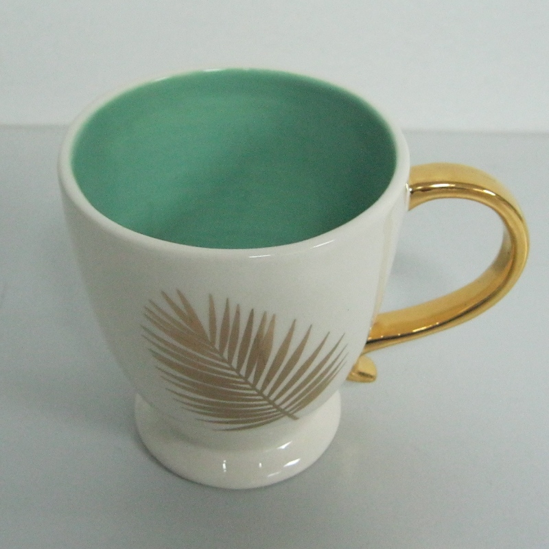 Logo Προσαρμοσμένη Χρυσή Μεταλλική Δεκαετία Προιονομική κεραμική Κούπα Καφέ