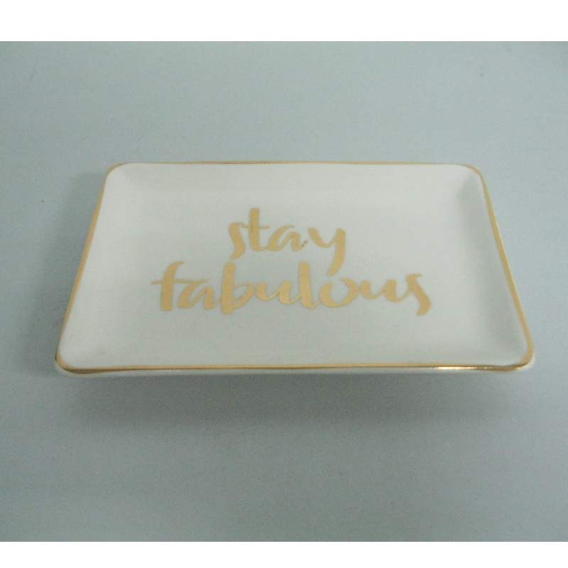 Gold Rimmed Ceramic Food Service Plate Derociation Plate 4