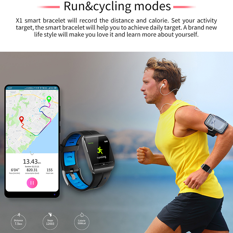 Έξυπνο ρολόι Multi-fuction smart Bracelet X1 ((JYDA127) Έξυπνο αθλητικό ρολόι Ανίχνευση επιπέδου IP68 αδιάβροχο