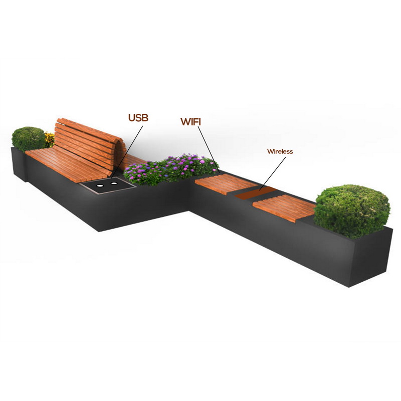 Fasion Design Intelligent Functions Επαγγελματικός κατασκευαστής Solar Outdoor Smart Bench