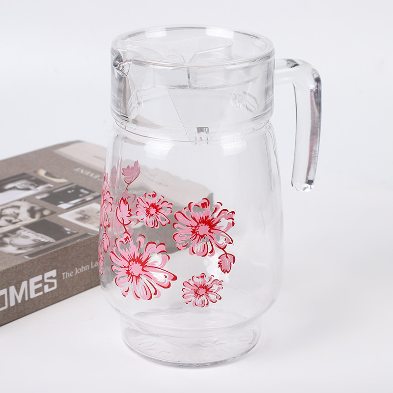 Νέο 6pc Κύπελλο και κανάτα για οικιακά διαφανή απλικέ φλιτζάνι νερό 6 μεγάλη χωρητικότητα γυαλιού τσαγιέρα χονδρικής