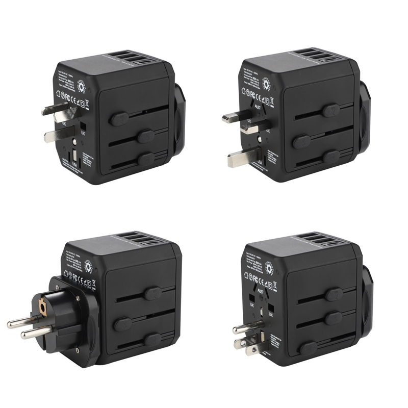 Παγκόσμια βύσματα με βύσματα γενικής χρήσης 3 USB + Type C θύρα τυπικής γείωσης προσαρμογέα ταξιδιού πολλαπλών χρήσεων