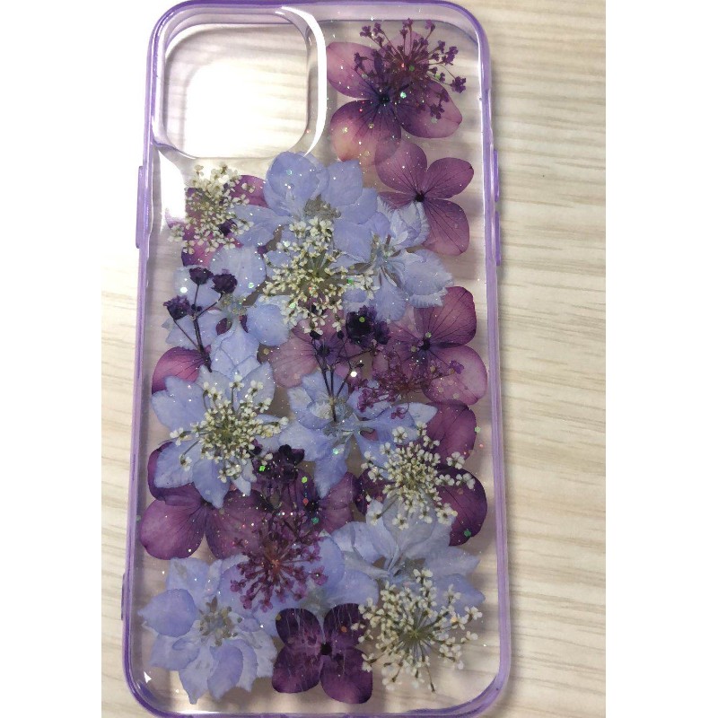 Drived Flower Epoxy Phone Case, Glitter Epoxy