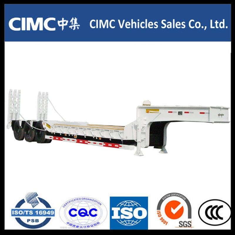 Cimc 3 Axle 70ton Low Bed Semi Trailer με υδραυλικό Ράμπ