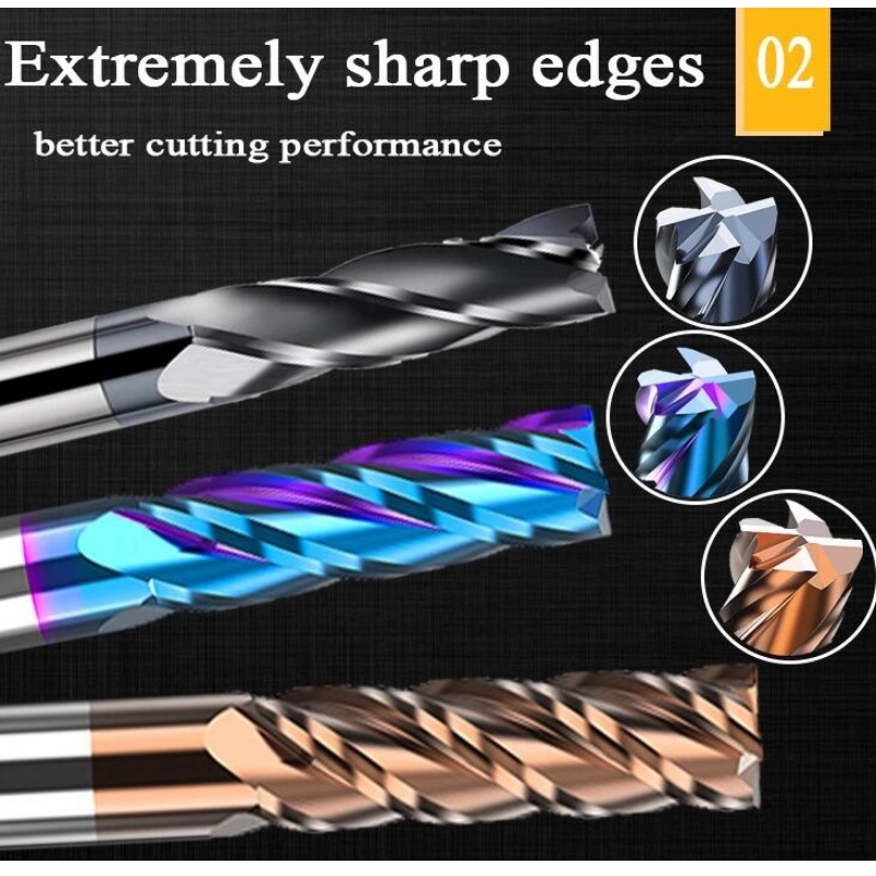 Integral end mill mill: 1\/4 ίντσας cnc συμπαγής κοπής βολφραμίου καρβίδιο βολφραμίου επίπεδης τετραγωνικής ξυλείας τραχύς μύλος καρμπιτών κο...