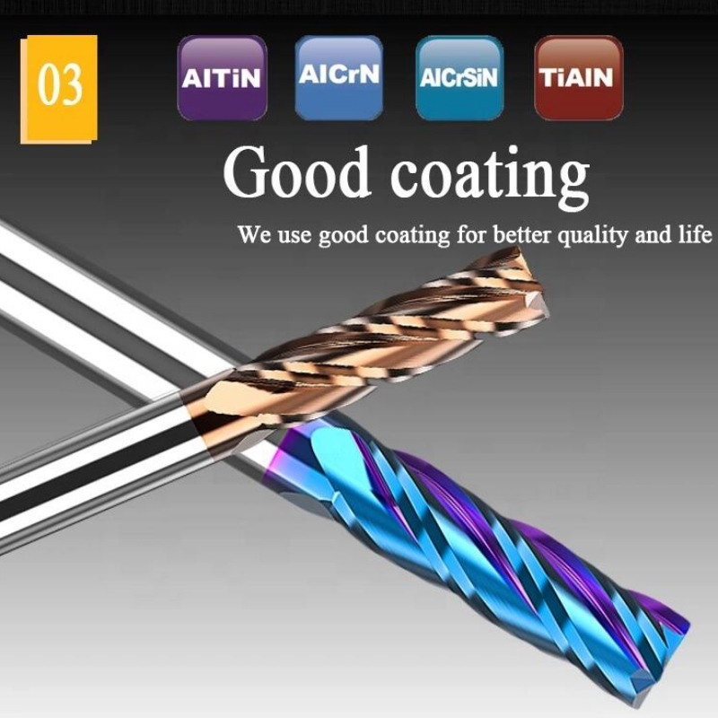 Integral end mill mill: 1\/4 ίντσας cnc συμπαγής κοπής βολφραμίου καρβίδιο βολφραμίου επίπεδης τετραγωνικής ξυλείας τραχύς μύλος καρμπιτών κο...