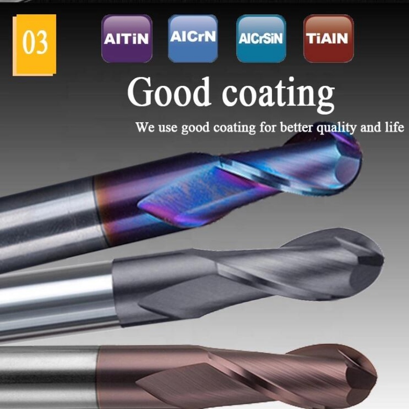 Integral end mill mill: καρβίδιο βολφραμίου χάλυβα 200 mm 200 mm 6 hrc55 στρογγυλό r3 4 φλάουτο hrc 45 ballnose ball μύλος αλουμινίου μύλοι endmill για cnc