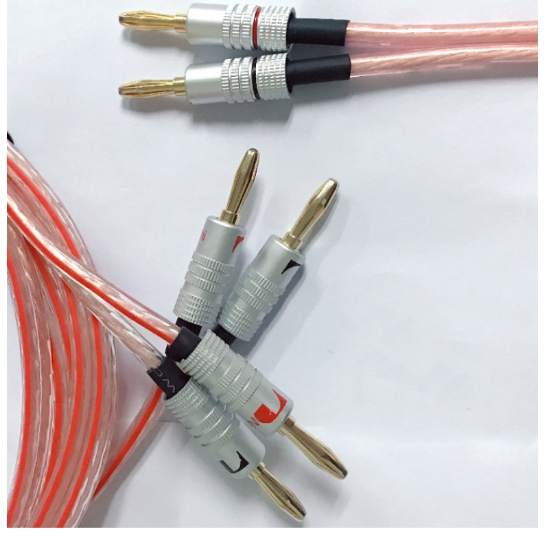 Προσαρμοσμένο καλώδιο ηχείου κεφαλής μπανάνας 5.0mm800 πυρήνας υψηλής καθαρότητας χαλκός διπλής μονώσεως διπλού παράλληλου ακουστ...