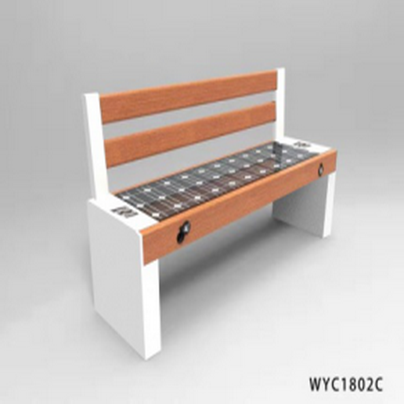 Μεγάλος σχηματισμός WPC Wood Galvanized Steel Smart Voice Solar Bench