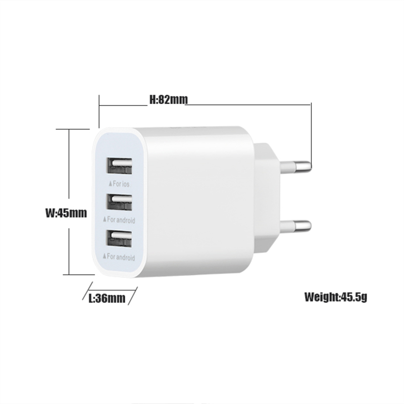 Ηλεκτρική πρίζα Mobile phone Fast Charger Universal adductor 3USB φορτιστής μεταφοράς