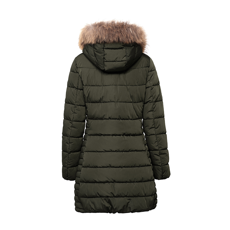 γυναικείο ζεστό παλτό με αποσπώμενη κουκούλα και γούνινο μπουφάν / πουκάμισο