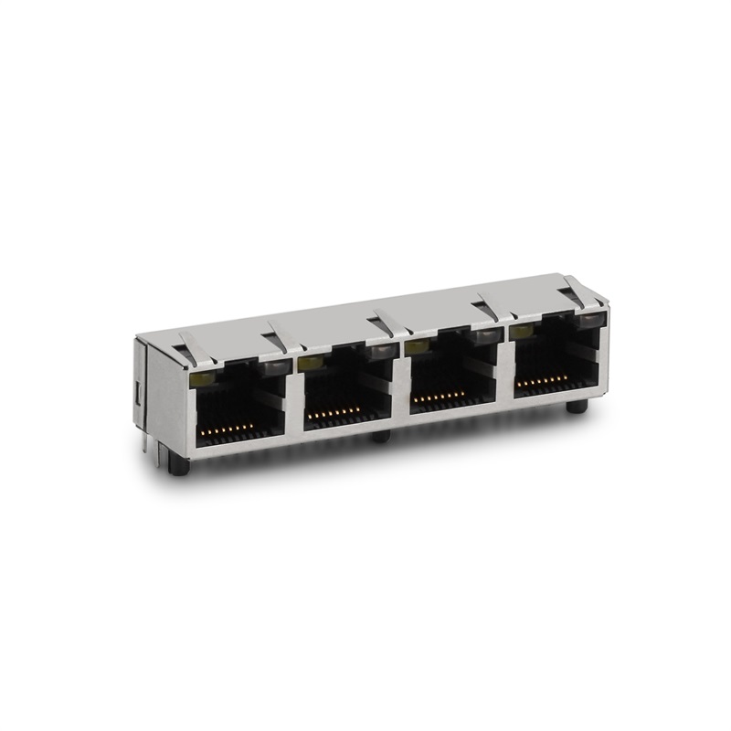 RJ45,1X4,LED,θήκη ασπίδων