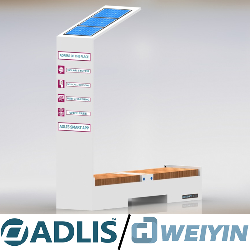 Έξυπνη ηλιακή τροφοδοσία εκτός δρόμου Διαφήμιση Bench για υπαίθρια