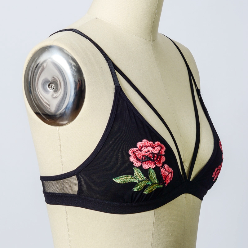 Ga-5419 grace κορίτσι αυξήθηκε κέντημα κέντημα λουράκι bralette χονδρική πώληση