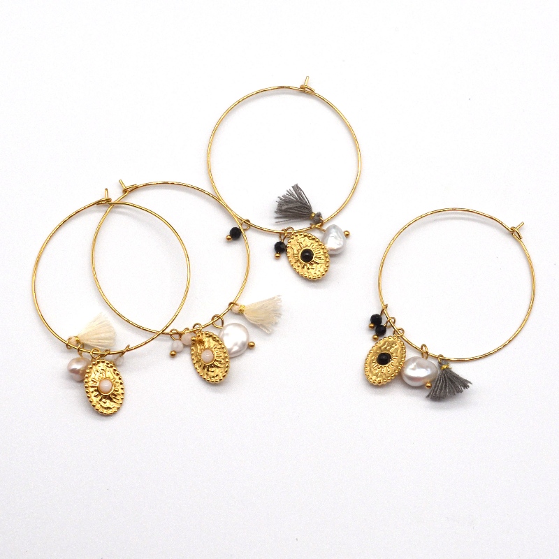 Χρυσά σκουλαρίκια από ανοξείδωτο χάλυβα κλασικό γυαλισμένο στρογγυλό σωλήνα, εργοστάσιο επεξεργασίας κοσμημάτων της Κίνας Ruifanbao