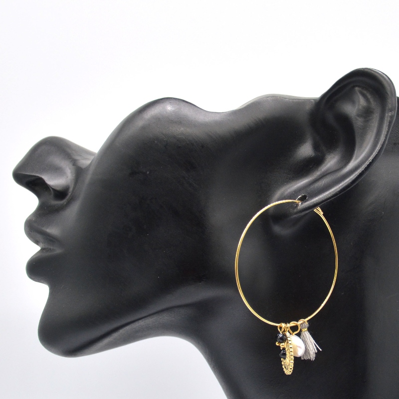 Χρυσά σκουλαρίκια από ανοξείδωτο χάλυβα κλασικό γυαλισμένο στρογγυλό σωλήνα, εργοστάσιο επεξεργασίας κοσμημάτων της Κίνας Ruifanbao