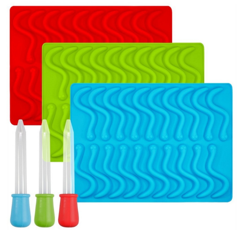 Καλλιτέχνης με σχήμα κάμπια με σχήμα σιλικόνης, ψάρι με σχήμα κάμπια, σοκολατένιο έντομο, μικρό πλέγμα πάγου φιδιού