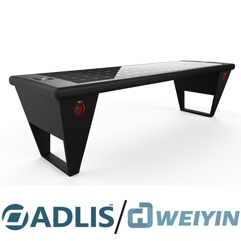 Υψηλής ποιότητας προσαρμοσμένο υλικό Έγχρωμη ασύρματη φόρτιση Smart Street Bench