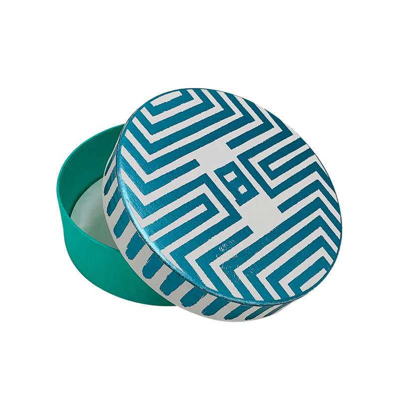 Στρογγυλό κουτί πακέτων για διακοσμητικά, σφράγιση του ουρανού με μπλε φωτοβολίδα