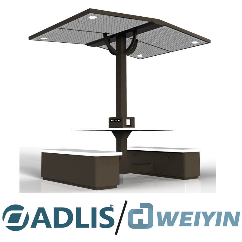 LED Dimming Lights Τηλέφωνο επαγωγής ανθρώπινου σώματος που φορτίζει έξυπνο πάγκο με ηλιακή ενέργεια