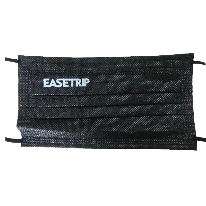 3 λινή μάσκα προσώπου, μη ιατρική μάσκα μιας χρήσης,HD-013μαύρη