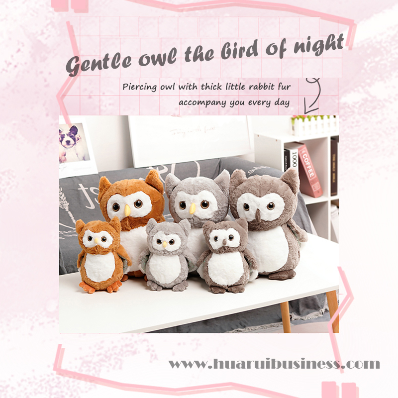 Παχιά κουκουβάγια κουκουβάγια νυχτερινής γούνας κουνελιού \/ βελούδινη κούκλα \/ γεμιστή κουκουβάγια