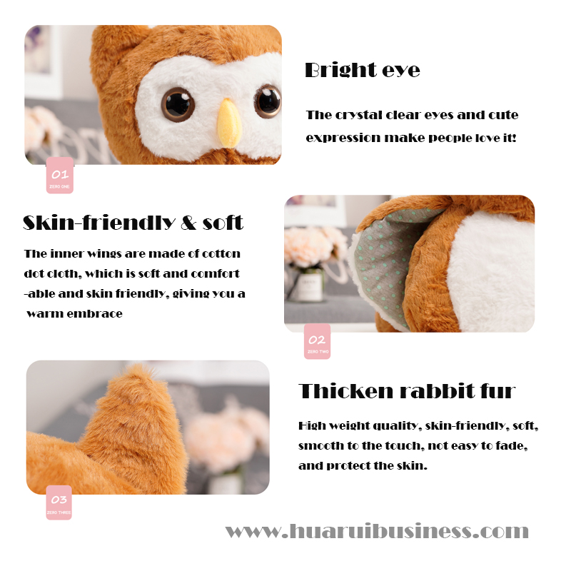 Παχιά κουκουβάγια κουκουβάγια νυχτερινής γούνας κουνελιού \/ βελούδινη κούκλα \/ γεμιστή κουκουβάγια