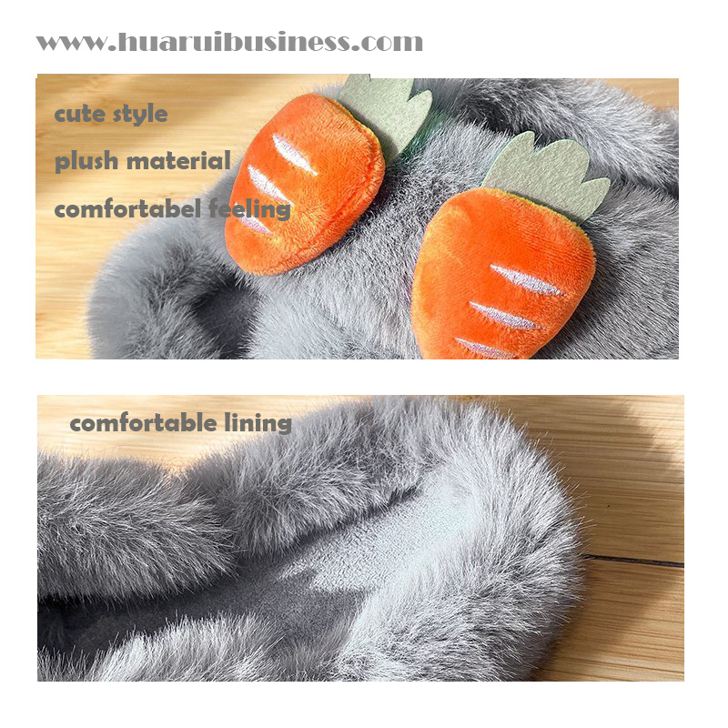 Criss cross fluffy παντόφλες, cross bands plush home slipper with καρότα
