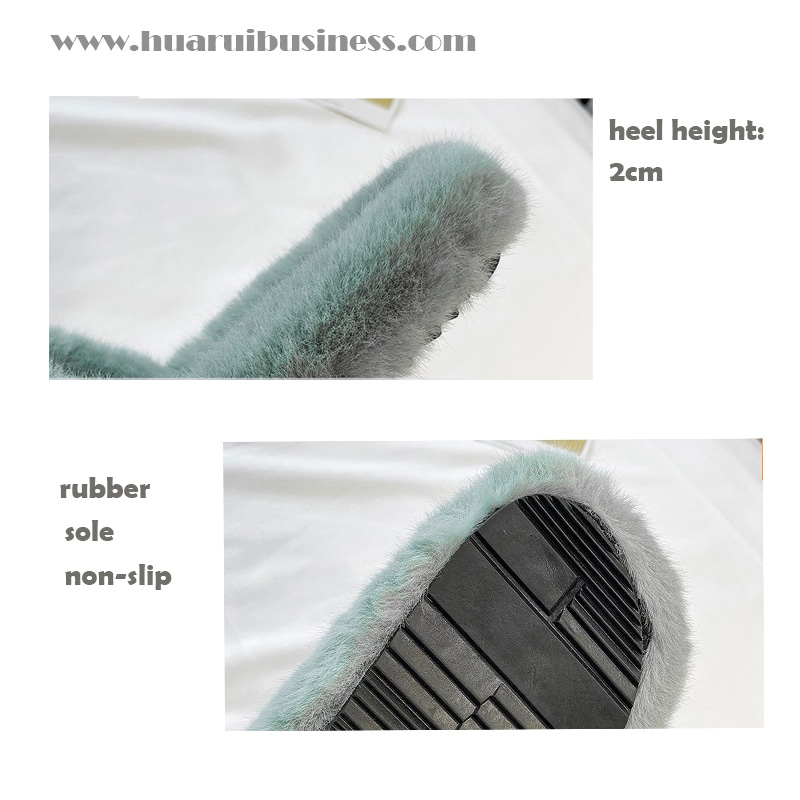 Πλούσια παντόφλα, σκουφί, γούνινη επίπεδη παντόφλα, οικιακή παντόφλα με ηλιοτρόπιο