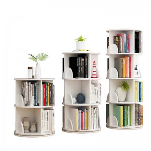 TMJ-2050 Προσαρμοσμένο Modern Home Wood White Revoving Storage Holders Racks Rotating Book Shelf